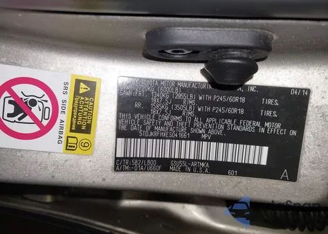 2014 Toyota Highlander Xle V6 from USA, damaged, VIN 5TDJKRFHXES041661